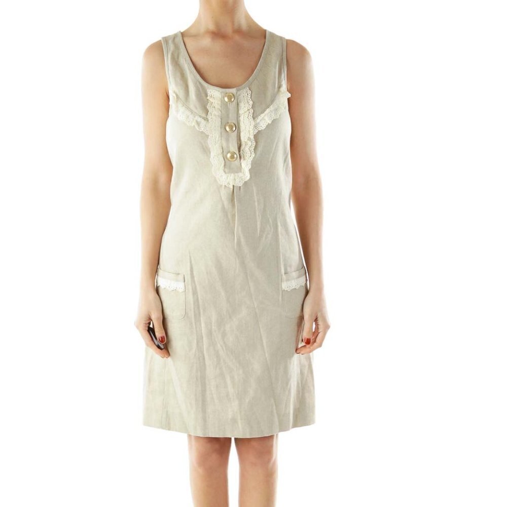 Y2K Juicy Couture Cream Lace-Trim Business 2 Club Dress Vintage Office Siren